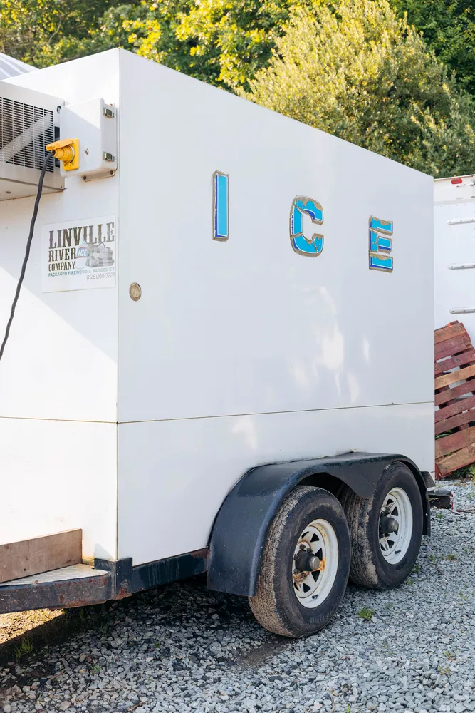 A Linville River Company refrigerated ICE trailer parked at the Newland facility